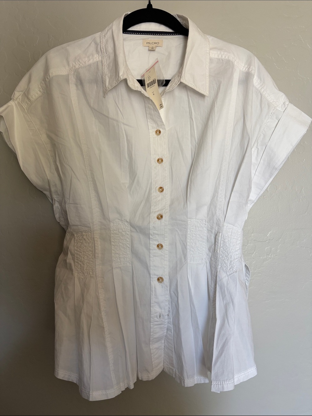 Pilcro Bobbie Short Sleeve Belted Buttondown Shirt - Picture 6 of 9